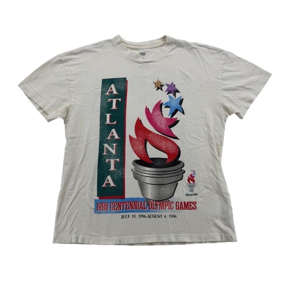 Abercrombie & Fitch Atlanta 1996 Olympic Games T-Shirt Men XL White Good Graphic